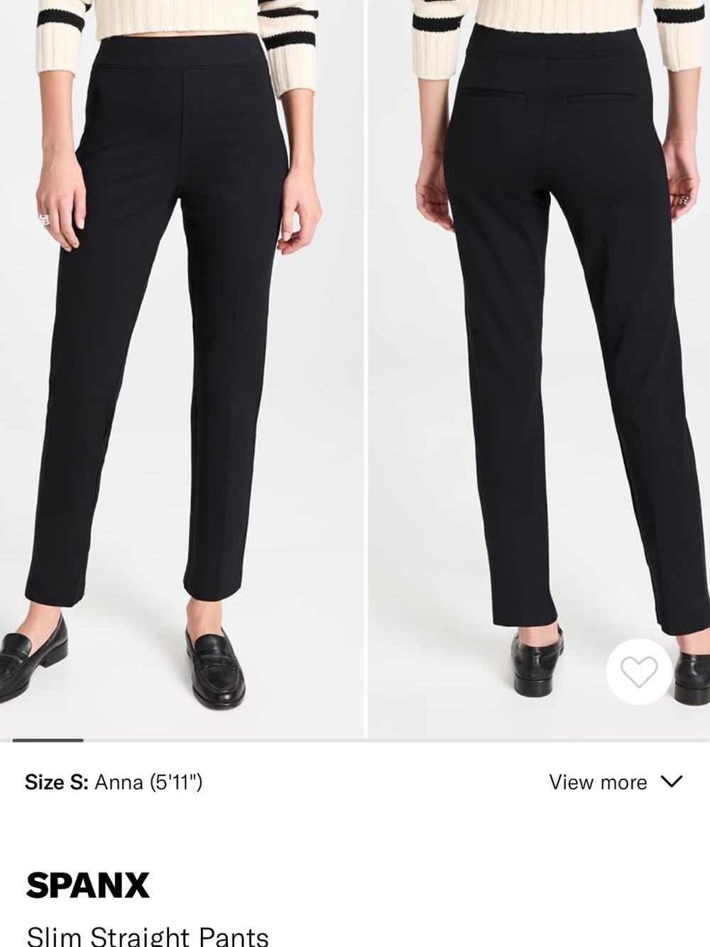 SPANX Black Slim Straight Ponte Pants